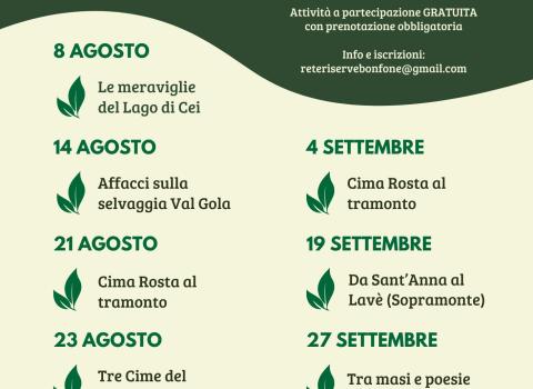 Escursioni Estate & Autunno 2026 